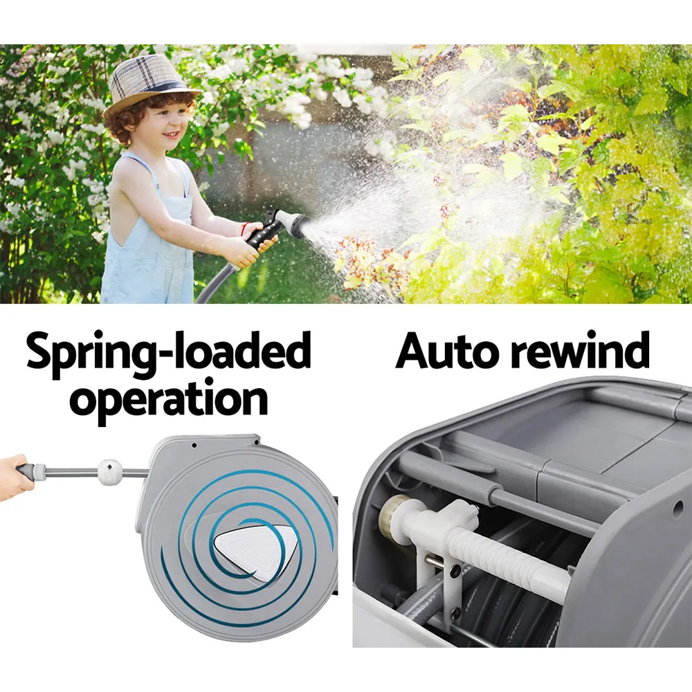 20m Retractable Hose Reel UV Resistant, 9-Setting Spray Gun