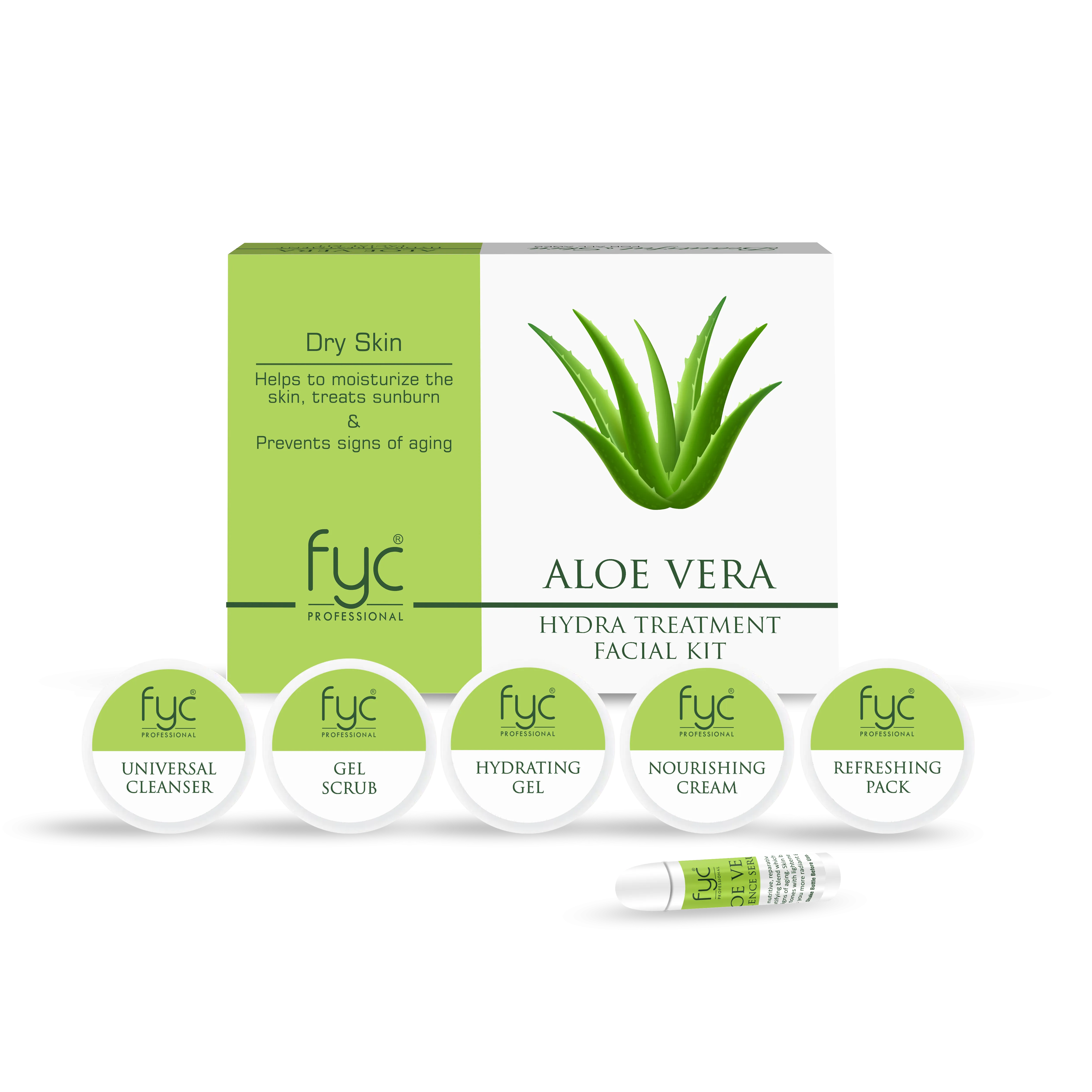 Aloe Vera Facial Kit - Hydrating Skincare Set for Glowing, Soothing Results (Set of 5) 260g