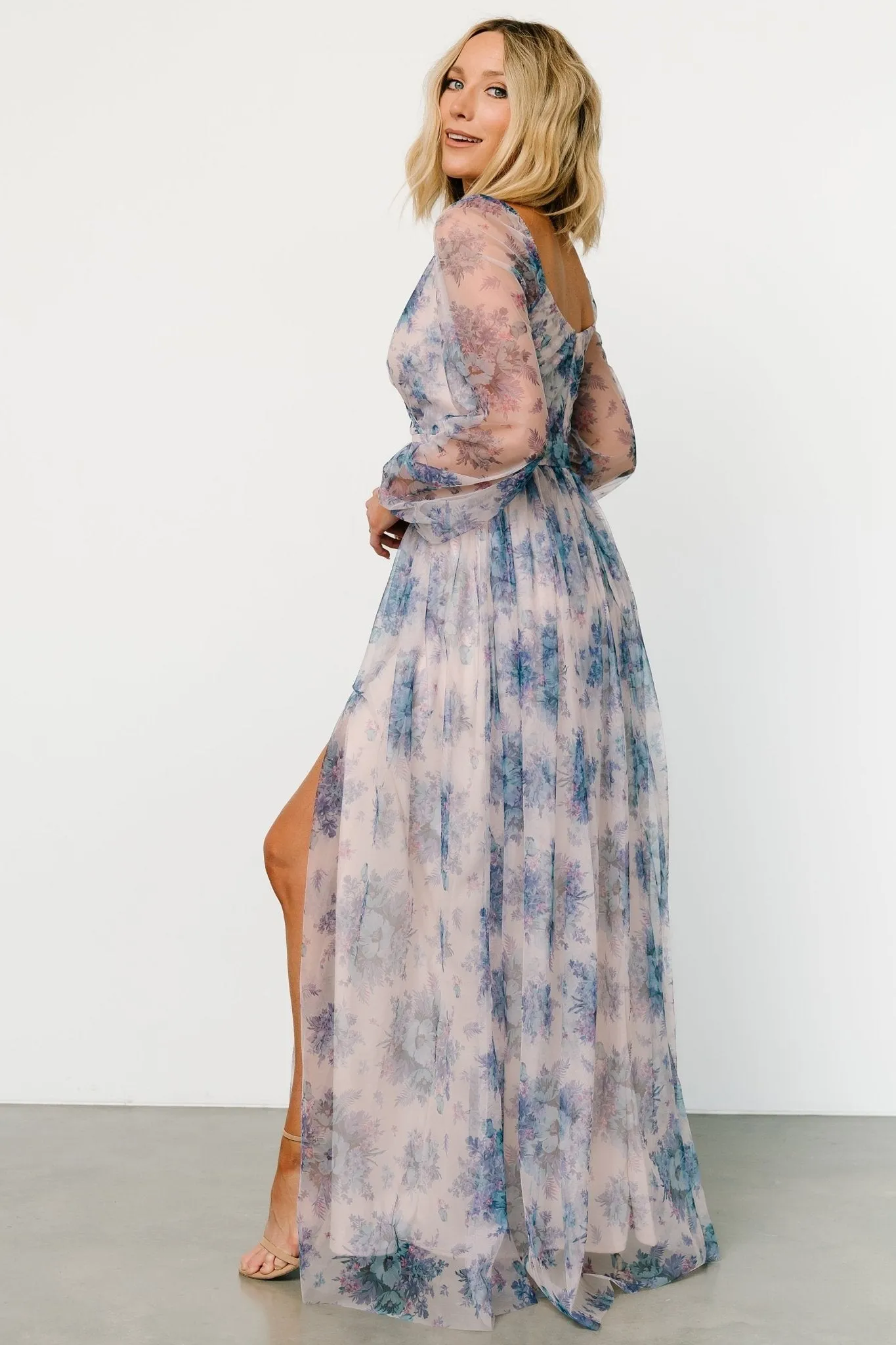 Desiree Tulle Maxi Dress | Natural   Slate Floral