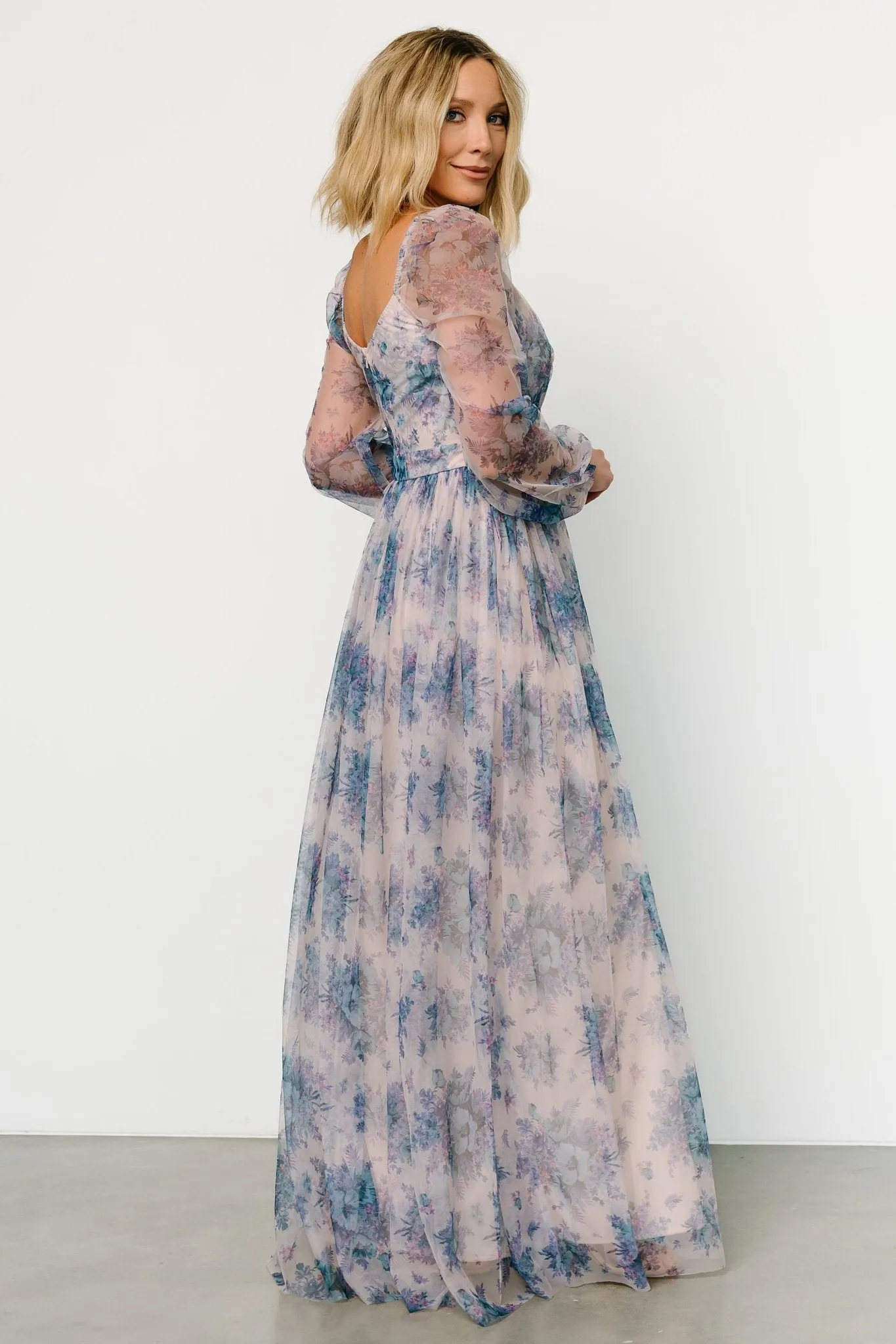 Desiree Tulle Maxi Dress | Natural   Slate Floral