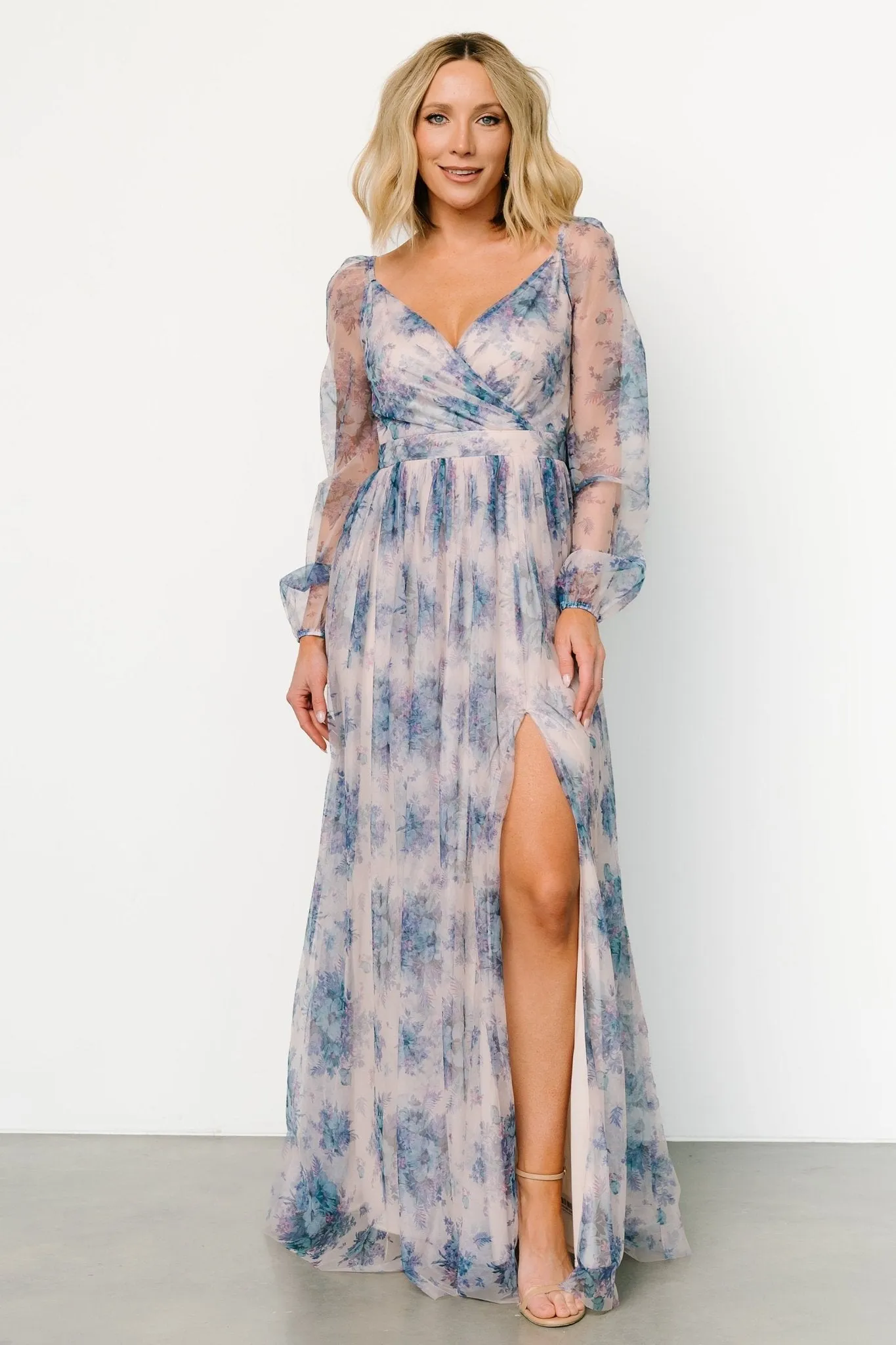 Desiree Tulle Maxi Dress | Natural   Slate Floral