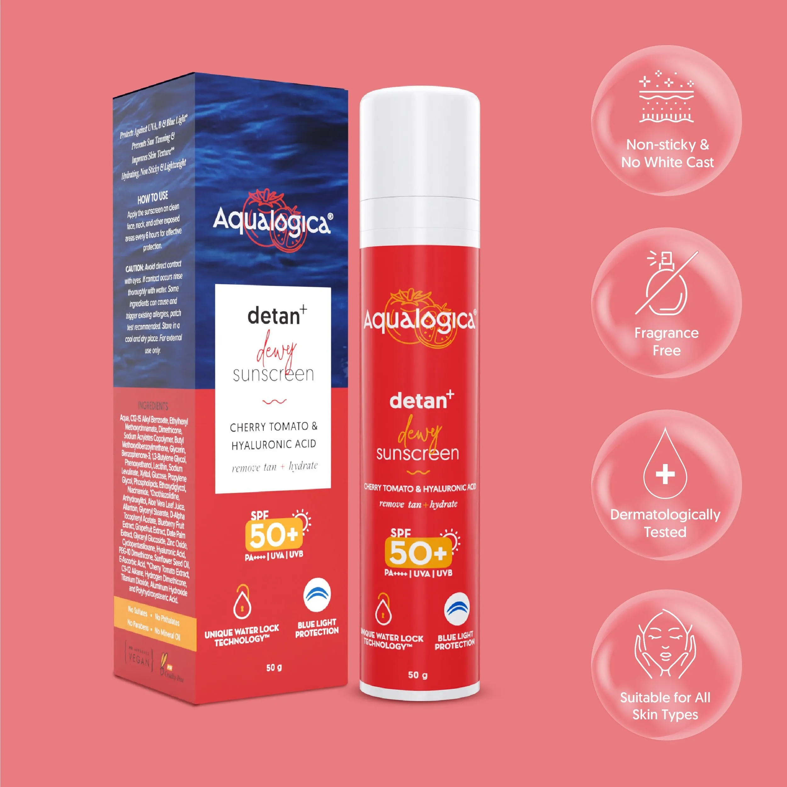 FREEBIE | Detan  Dewy Sunscreen with SPF 50  & PA     for UVA/B & Blue Light Protection & No White Cast - 50g