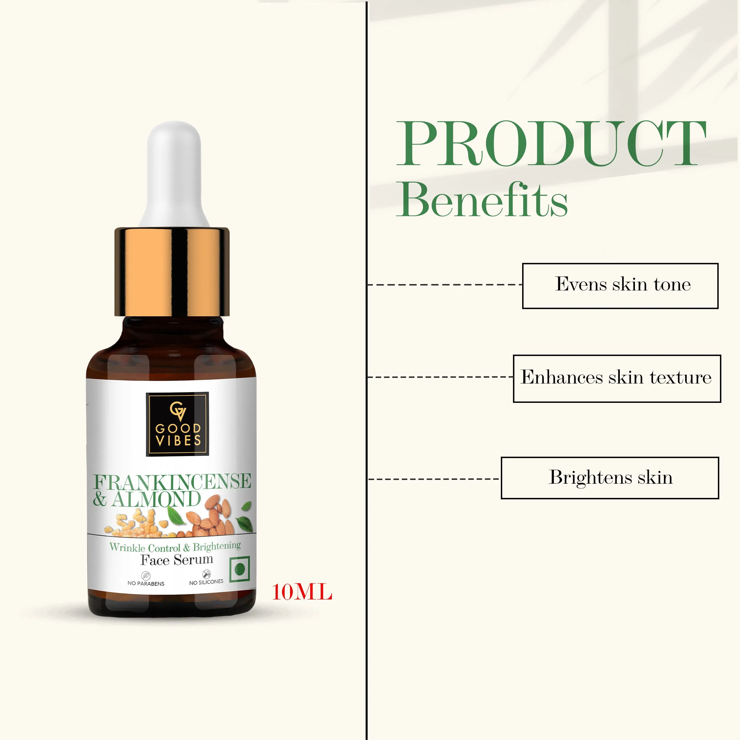 Good Vibes Frankincense & Almond Wrinkle Control & Brightening Serum (10 ml)