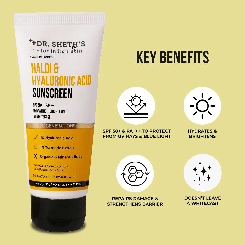 Haldi & Hyaluronic Acid Sunscreen - 50g (Pack of 2)