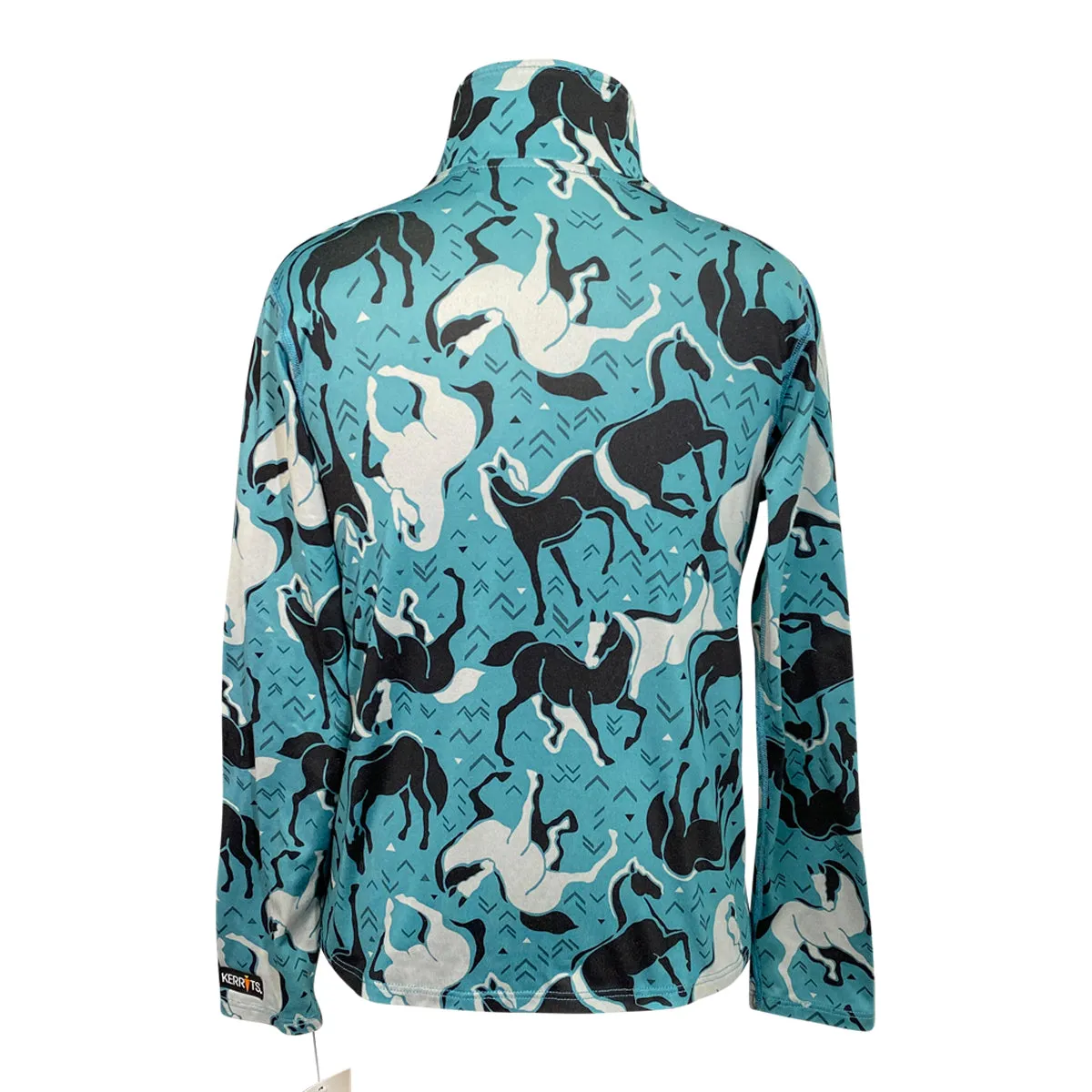Kids Ice Fil Long Sleeve Print in Blue/ White Horses - Children's Small