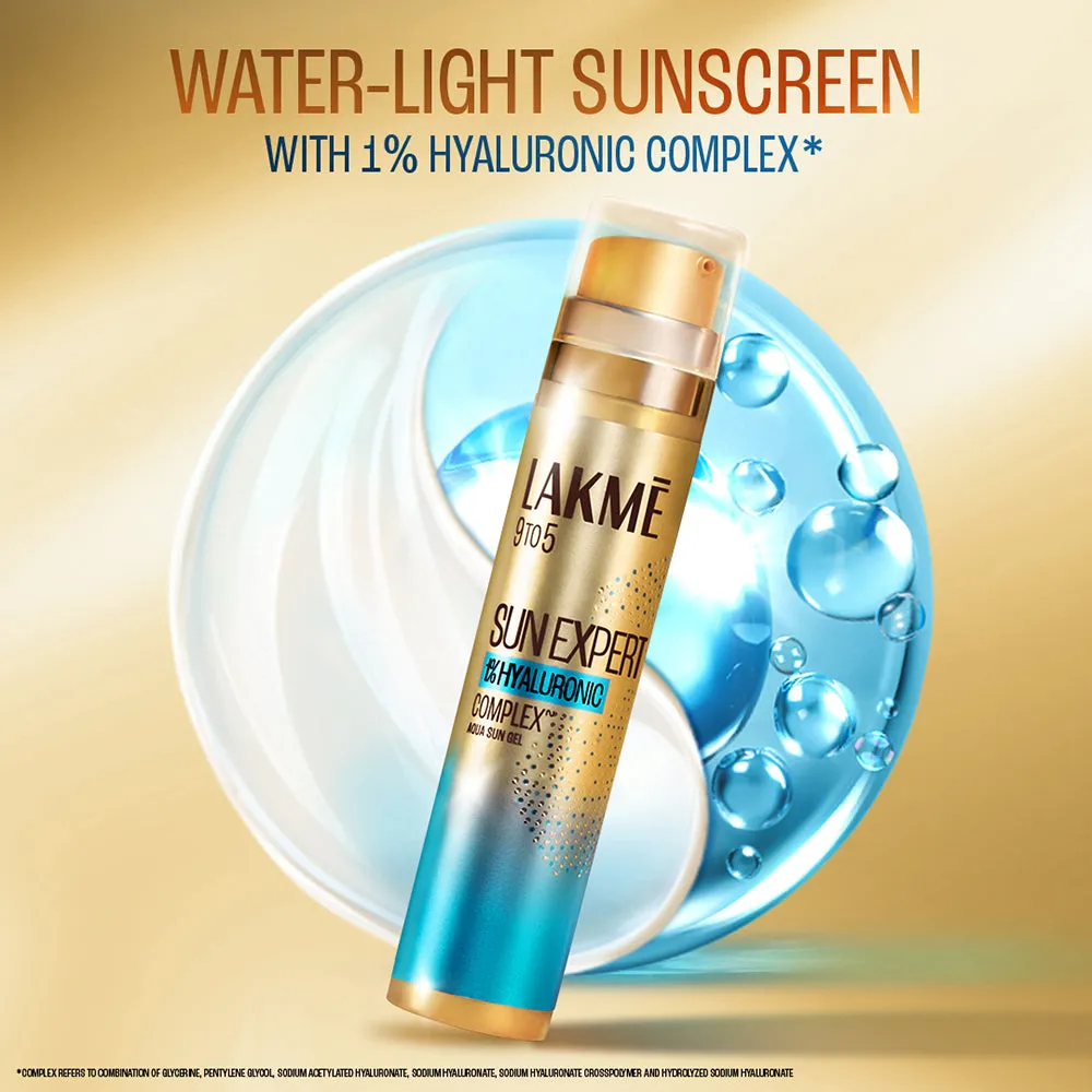 Lakmē 1% Hyaluronic water-light Sunscreen gel SPF 50 Pa     For Oily Skin, Plump & Hydrated skin 56g