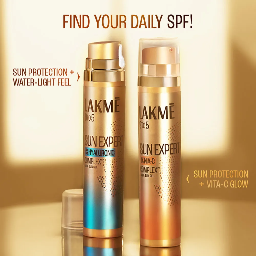 Lakmē 1% Hyaluronic water-light Sunscreen gel SPF 50 Pa     For Oily Skin, Plump & Hydrated skin 56g