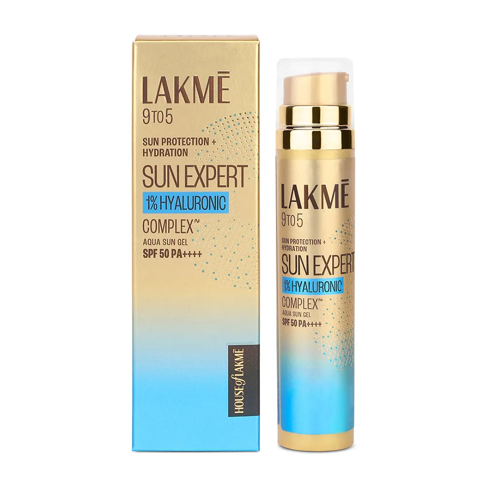 Lakmē 1% Hyaluronic water-light Sunscreen gel SPF 50 Pa     For Oily Skin, Plump & Hydrated skin 56g