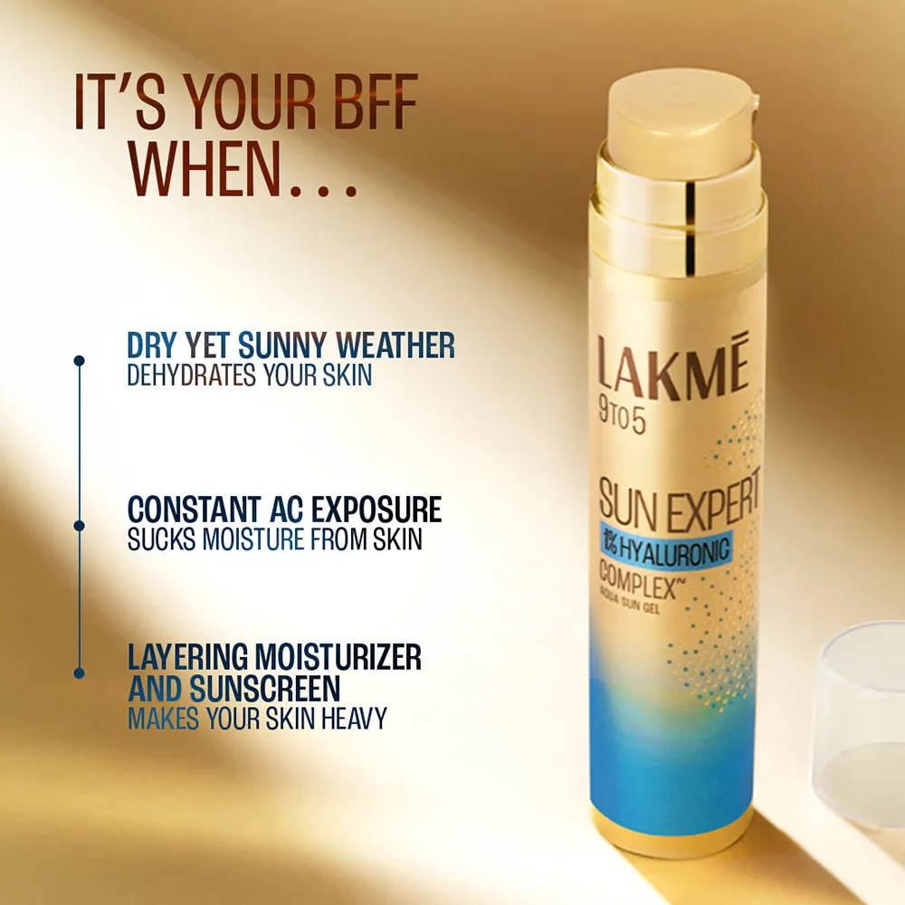 Lakmē 1% Hyaluronic water-light Sunscreen gel SPF 50 Pa     For Oily Skin, Plump & Hydrated skin 56g