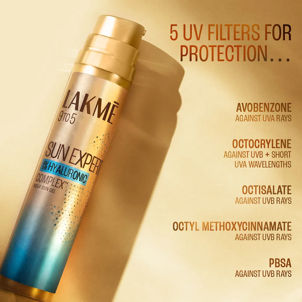 Lakmē 1% Hyaluronic water-light Sunscreen gel SPF 50 Pa     For Oily Skin, Plump & Hydrated skin 56g