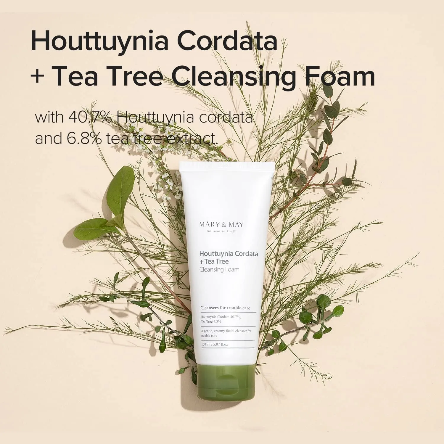 MARY & MAY Houttuynia Cordata   Tea Tree Cleansing Foam 150ml