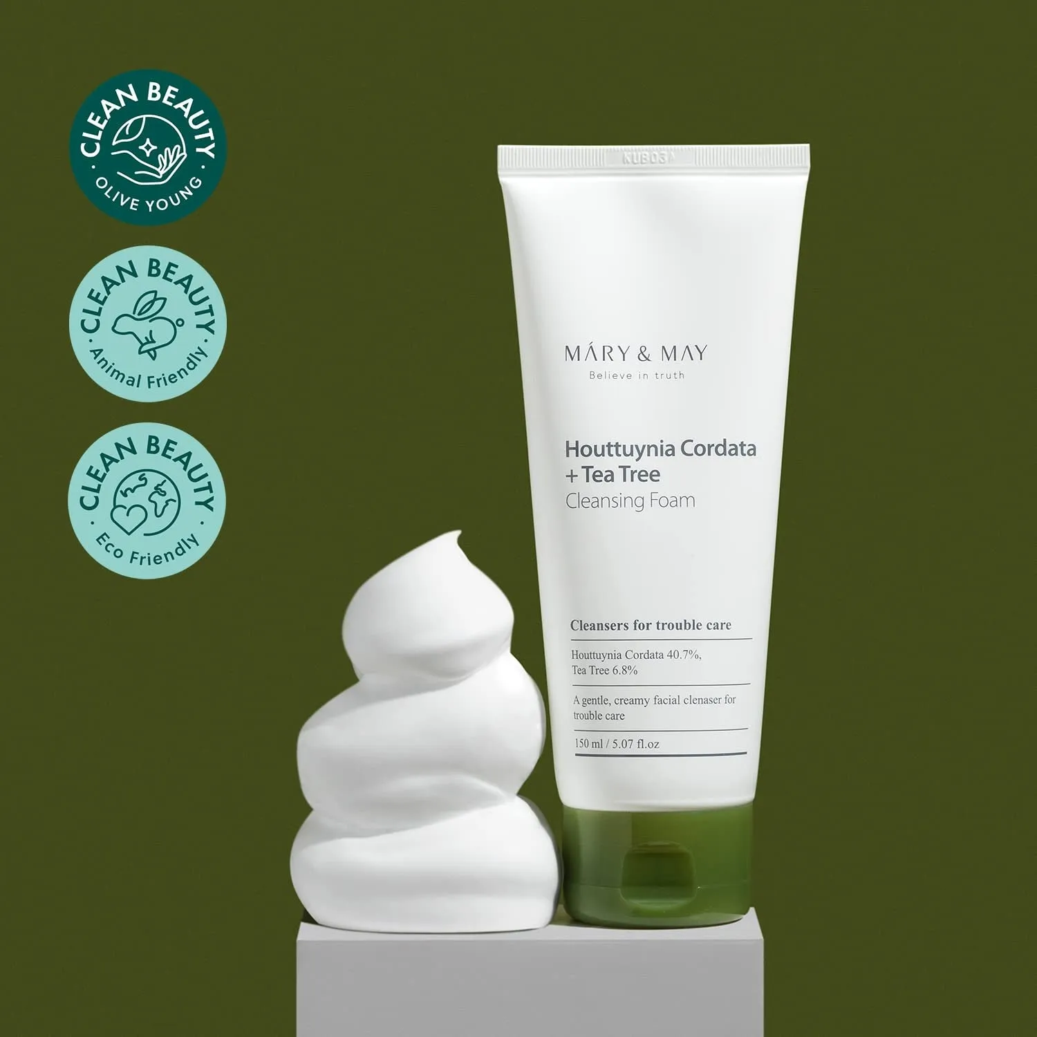 MARY & MAY Houttuynia Cordata   Tea Tree Cleansing Foam 150ml