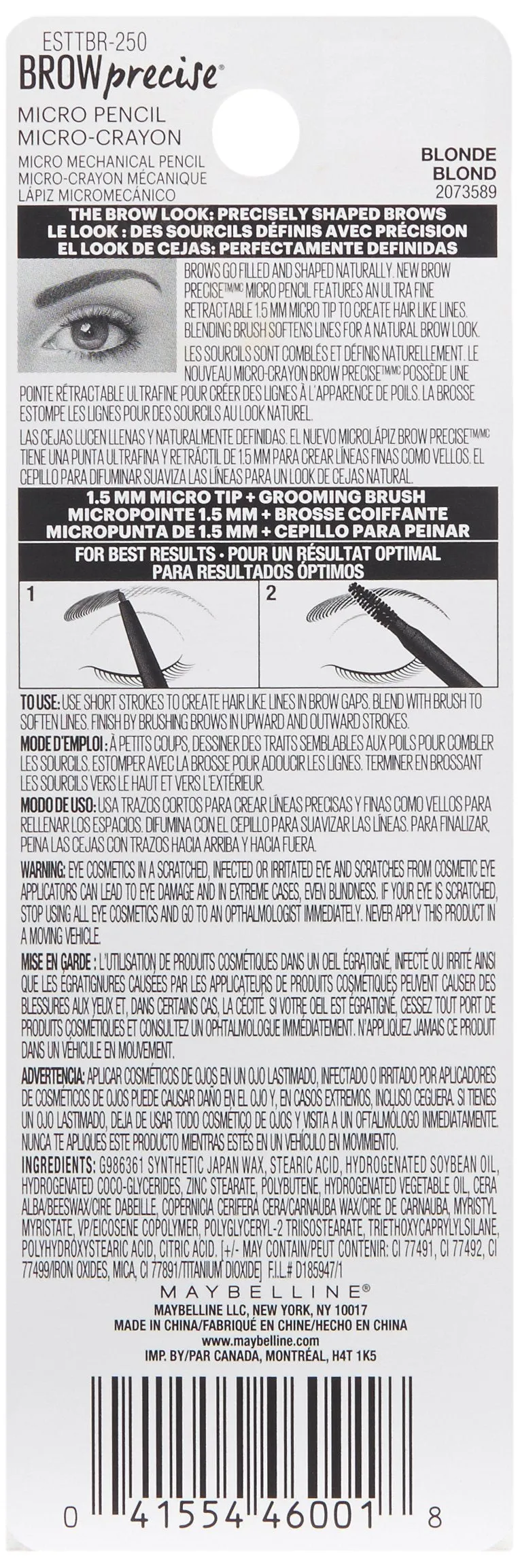Maybelline Brow Precise Micro Eyebrow Pencil Makeup, Blonde, 0.002 oz.
