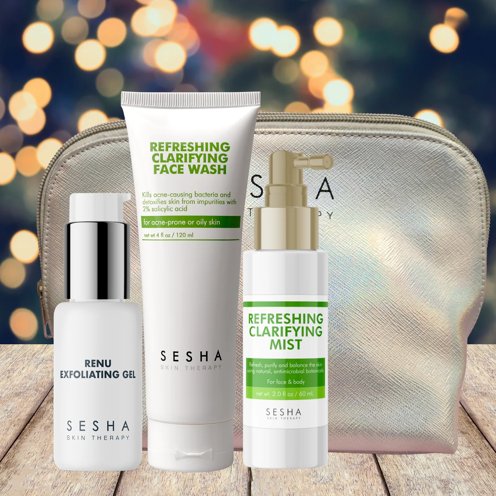Oily skin - RENU Exfoliating Gel, Clarifying Face Wash, Gift: Refreshing Clarifying mist, Holo Bag - Wholesale