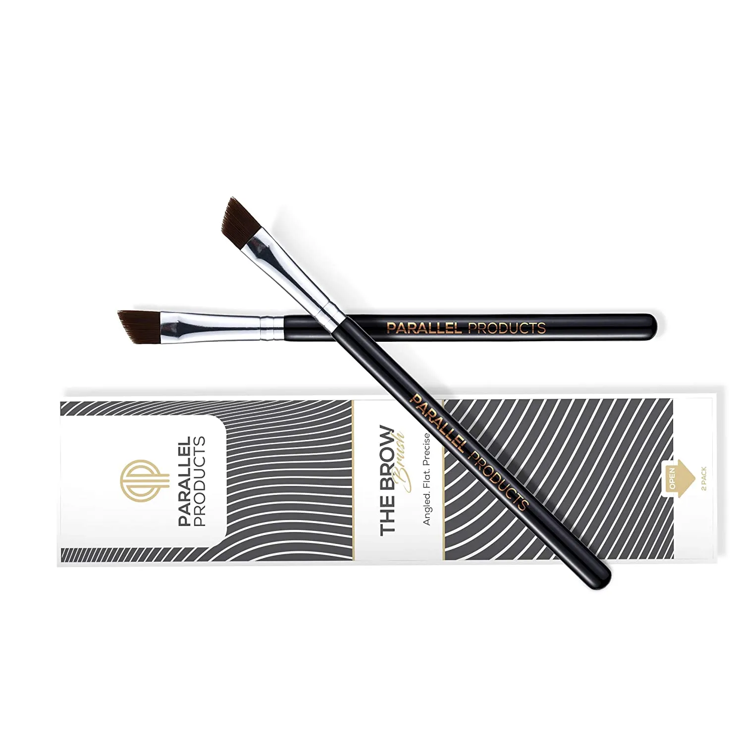 Parallel Products - The BROW Brush - (2 Pack) Premium Angled Eyebrow Brush for powder, cream, gel and wax