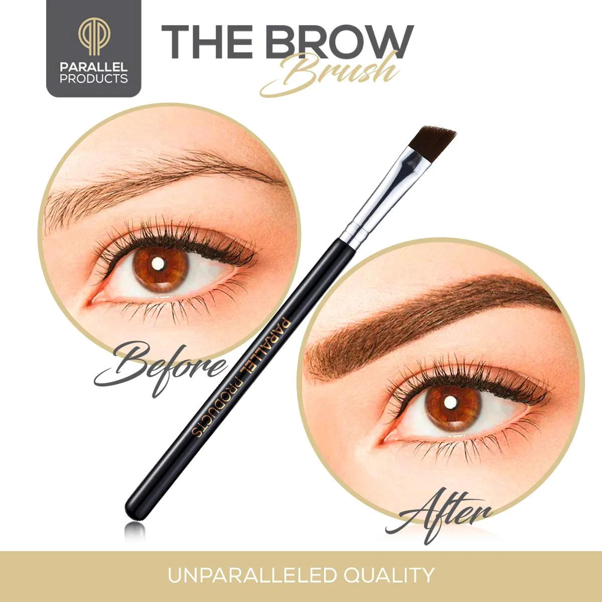Parallel Products - The BROW Brush - (2 Pack) Premium Angled Eyebrow Brush for powder, cream, gel and wax