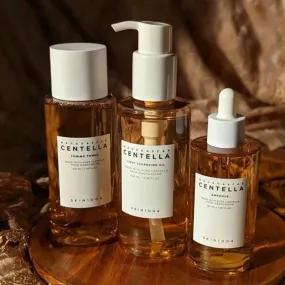 Pure Centella Essence Skin Care Set with Toner-Cleansing Oil -Ampoule & Sunscreen Serum