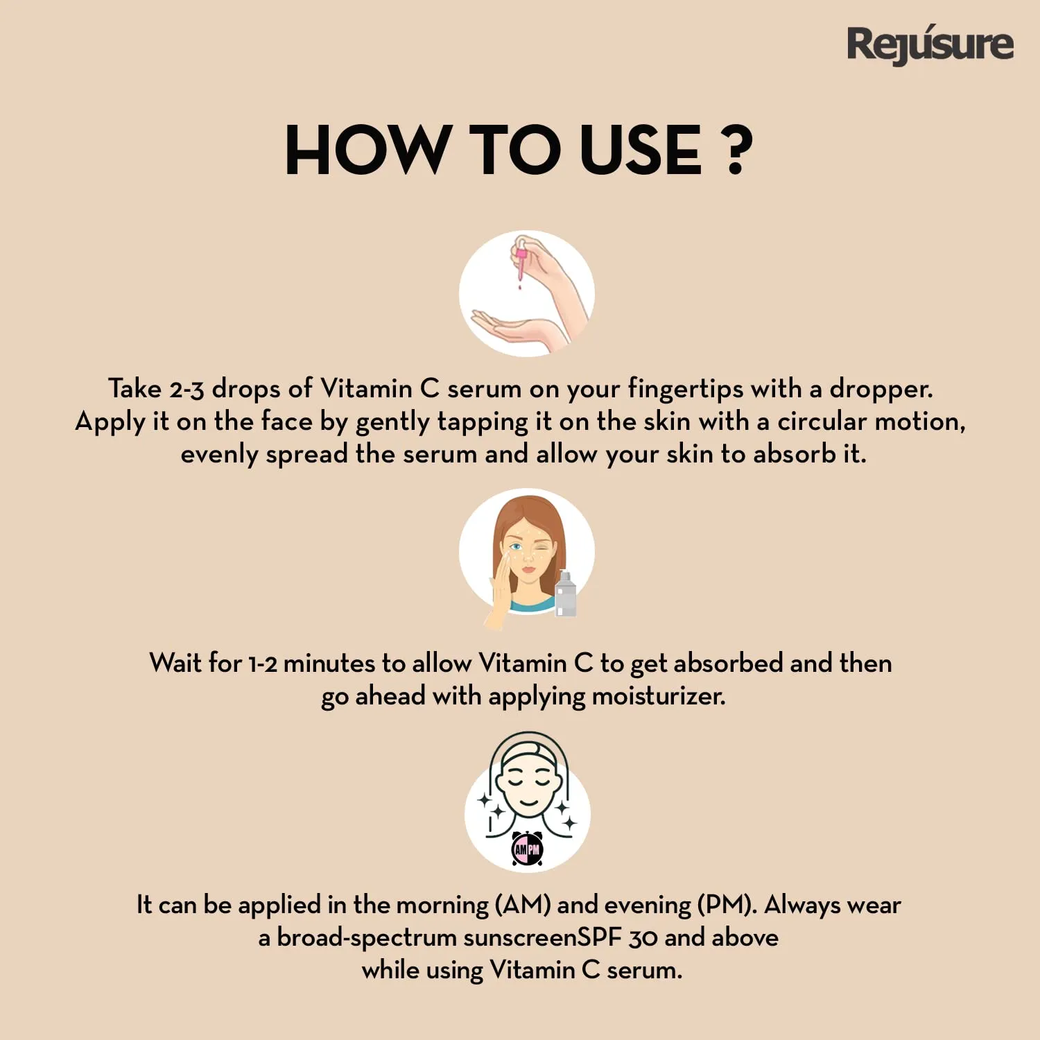 Rejusure 10% Vitamin C   1% Acetyl Glucosamine Facial Serum to Boots Collagen Production & Protects from Environmental Stress– 30ml (Pack of 5)