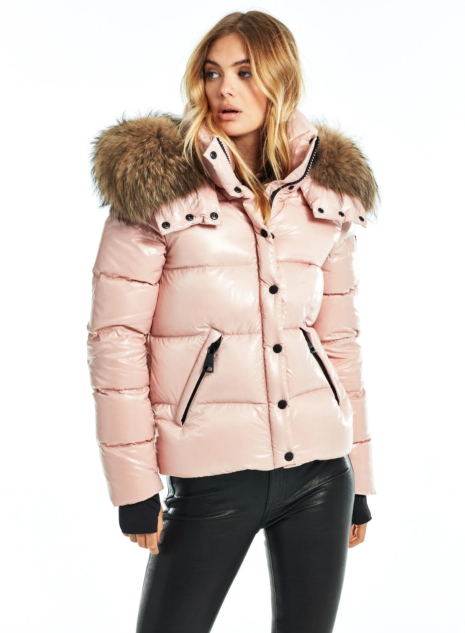 SAM Fur Annabelle Down Jacket w Removable Hood Blush