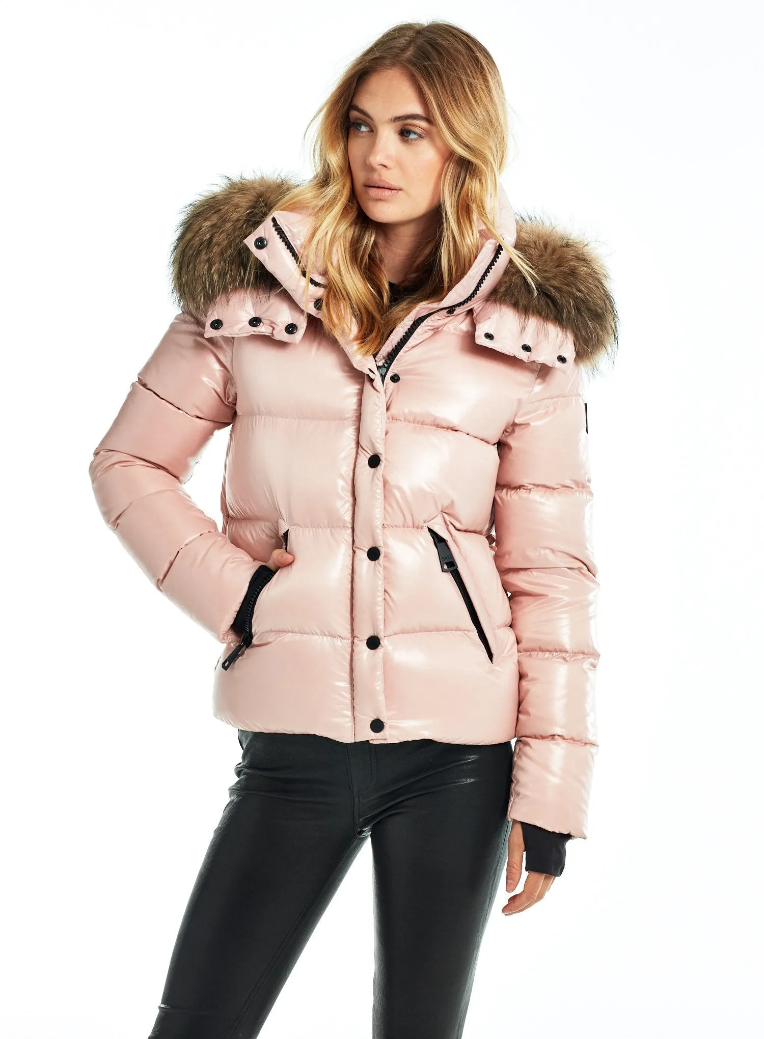 SAM Fur Annabelle Down Jacket w Removable Hood Blush