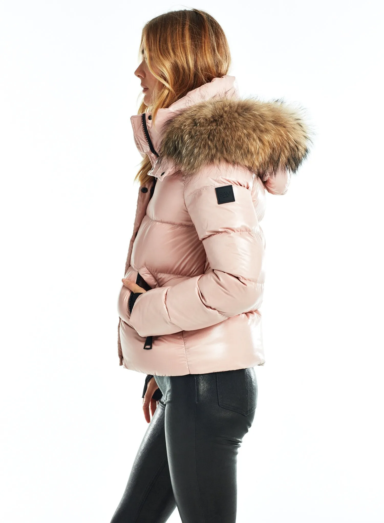 SAM Fur Annabelle Down Jacket w Removable Hood Blush