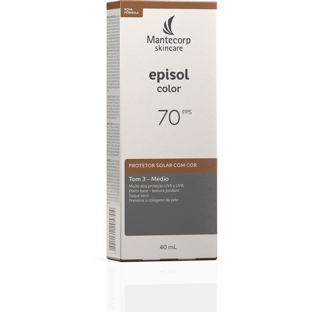 Sunscreen Facial Episol Color Tone 3 Medio FPS70 40ml - Mantecorp